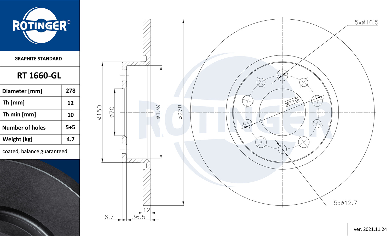 ROTINGER 260 186 RT 1660-GL - Alkatrész